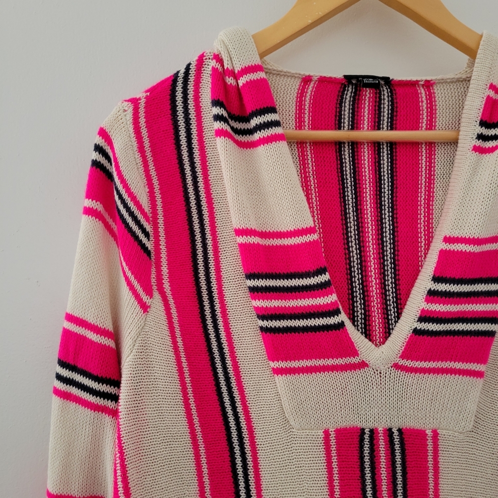 Torrid || 00 Neon Pink Stripe Baja Hoodie - Picture 3 of 11